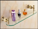 DecorBites™ Brass Jade Bathroom Hardware Set: Corner Shelf, Paper Holder, Towel Bar, Soap Basket, Rack.