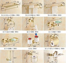 DecorBites™ Brass Jade Bathroom Hardware Set: Corner Shelf, Paper Holder, Towel Bar, Soap Basket, Rack.
