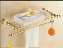 DecorBites™ Brass Jade Bathroom Hardware Set: Corner Shelf, Paper Holder, Towel Bar, Soap Basket, Rack.