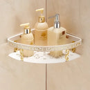 Ornate gold & white floral bathroom accessories set