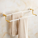 Ornate gold & white floral bathroom accessories set