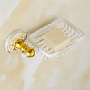 Ornate gold & white floral bathroom accessories set