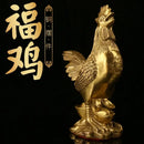Ornate golden brass rooster figurine office desktop decor