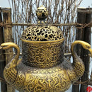 Ornate golden dragon tortoise incense burner living room decor