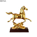Ornate golden horse mascot resin statue living room decor