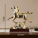 Ornate golden horse mascot resin statue living room decor