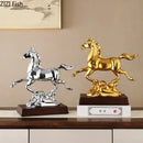 Ornate golden horse mascot resin statue living room decor