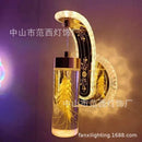 Ornate golden wheat led lights living room glass wall sconce