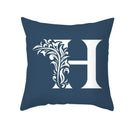 Ornate navy blue letter pillowcase – living room crown cushion cover
