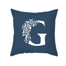 Ornate navy blue letter pillowcase – living room crown cushion cover