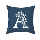 Ornate navy blue letter pillowcase – living room crown cushion cover