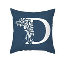 Ornate navy blue letter pillowcase – living room crown cushion cover