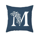 Ornate navy blue letter pillowcase – living room crown cushion cover