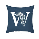 Ornate navy blue letter pillowcase – living room crown cushion cover