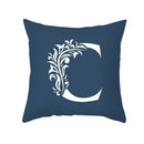 Ornate navy blue letter pillowcase – living room crown cushion cover
