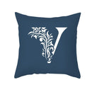Ornate navy blue letter pillowcase – living room crown cushion cover