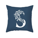 Ornate navy blue letter pillowcase – living room crown cushion cover
