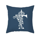 Ornate navy blue letter pillowcase – living room crown cushion cover