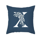 Ornate navy blue letter pillowcase – living room crown cushion cover