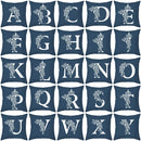 Ornate navy blue letter pillowcase – living room crown cushion cover