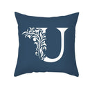 Ornate navy blue letter pillowcase – living room crown cushion cover
