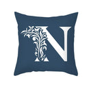 Ornate navy blue letter pillowcase – living room crown cushion cover