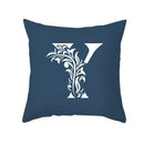 Ornate navy blue letter pillowcase – living room crown cushion cover
