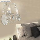 Ornate silver crystal leaf wall light fixture bedroom sconce