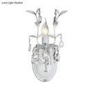 Ornate silver crystal leaf wall light fixture bedroom sconce