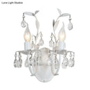 Ornate silver crystal leaf wall light fixture bedroom sconce
