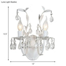 Ornate silver crystal leaf wall light fixture bedroom sconce