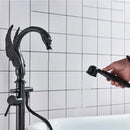 DecorBites™ Black Bathtub Faucet Hot Cold Water Mixer Taps Shower Set Floor Mounted
