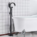 Ornate swan gold bathtub faucet with shower hose for bathroom