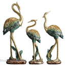Ornate teal & gold crane bird sculpture living room decor