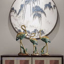 Ornate teal & gold crane bird sculpture living room decor
