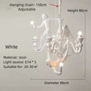 Ornate white 3 monkeys pendant chandelier for living room decor