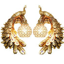 Ornate white gold peacock crystal wall lamp bedroom sconce pair