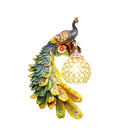 Ornate white gold peacock crystal wall lamp bedroom sconce pair