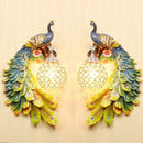 Ornate white gold peacock crystal wall lamp bedroom sconce pair