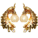Ornate white gold peacock crystal wall lamp bedroom sconce pair