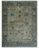 Oushak 9x12 Hand Knotted Olive and Charcoal Traditional Wool Rug