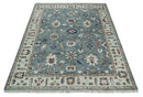 Gray and Beige Hand Knotted Traditional Oushak custom Made Wool Area Rug