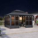 Alora Vista Outdoor Hardtop Aluminum Solarium With Double Roof And LED Lights (SAK42086)