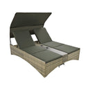 Alora Outdoor Rattan Patio Daybed With Adjustable Backrest, Canopy Roof, Storage Box And Cup Holders (SAK54220)
