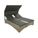 Alora Outdoor Rattan Patio Daybed With Adjustable Backrest, Canopy Roof, Storage Box And Cup Holders (SAK54220)