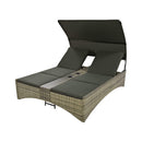 Alora Outdoor Rattan Patio Daybed With Adjustable Backrest, Canopy Roof, Storage Box And Cup Holders (SAK54220)