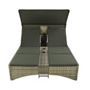 Alora Outdoor Rattan Patio Daybed With Adjustable Backrest, Canopy Roof, Storage Box And Cup Holders (SAK54220)