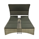 Alora Outdoor Rattan Patio Daybed With Adjustable Backrest, Canopy Roof, Storage Box And Cup Holders (SAK54220)