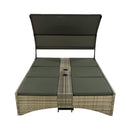 Alora Outdoor Rattan Patio Daybed With Adjustable Backrest, Canopy Roof, Storage Box And Cup Holders (SAK54220)
