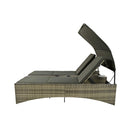 Alora Outdoor Rattan Patio Daybed With Adjustable Backrest, Canopy Roof, Storage Box And Cup Holders (SAK54220)